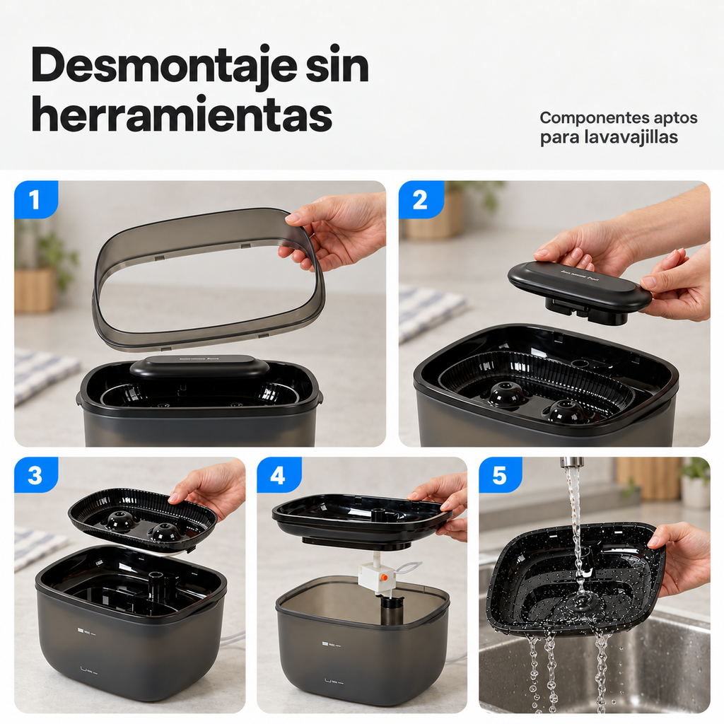 Desmontaje fácil para una limpieza en minutos