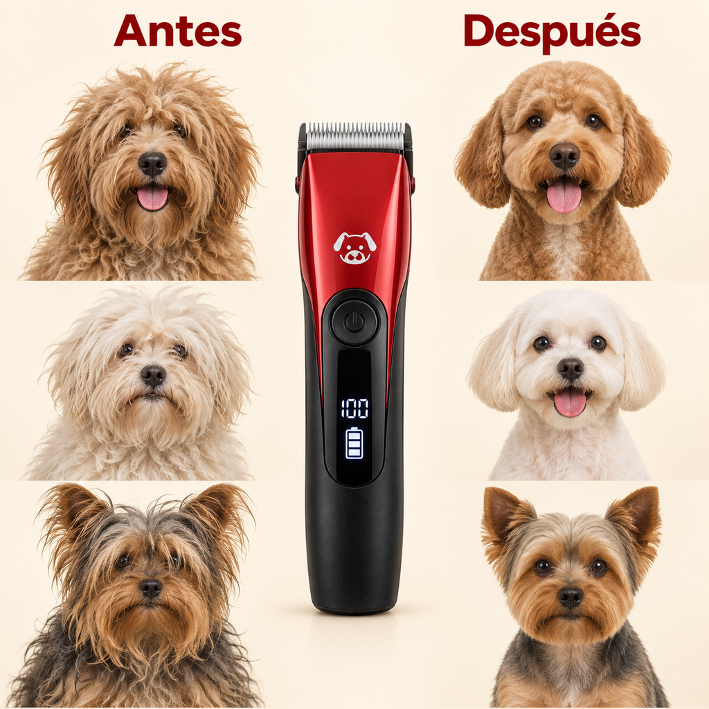 Antes y después del corte con el cortapelos