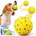 Pelota interactiva autorrodante amarilla para perros con mando y cable de carga