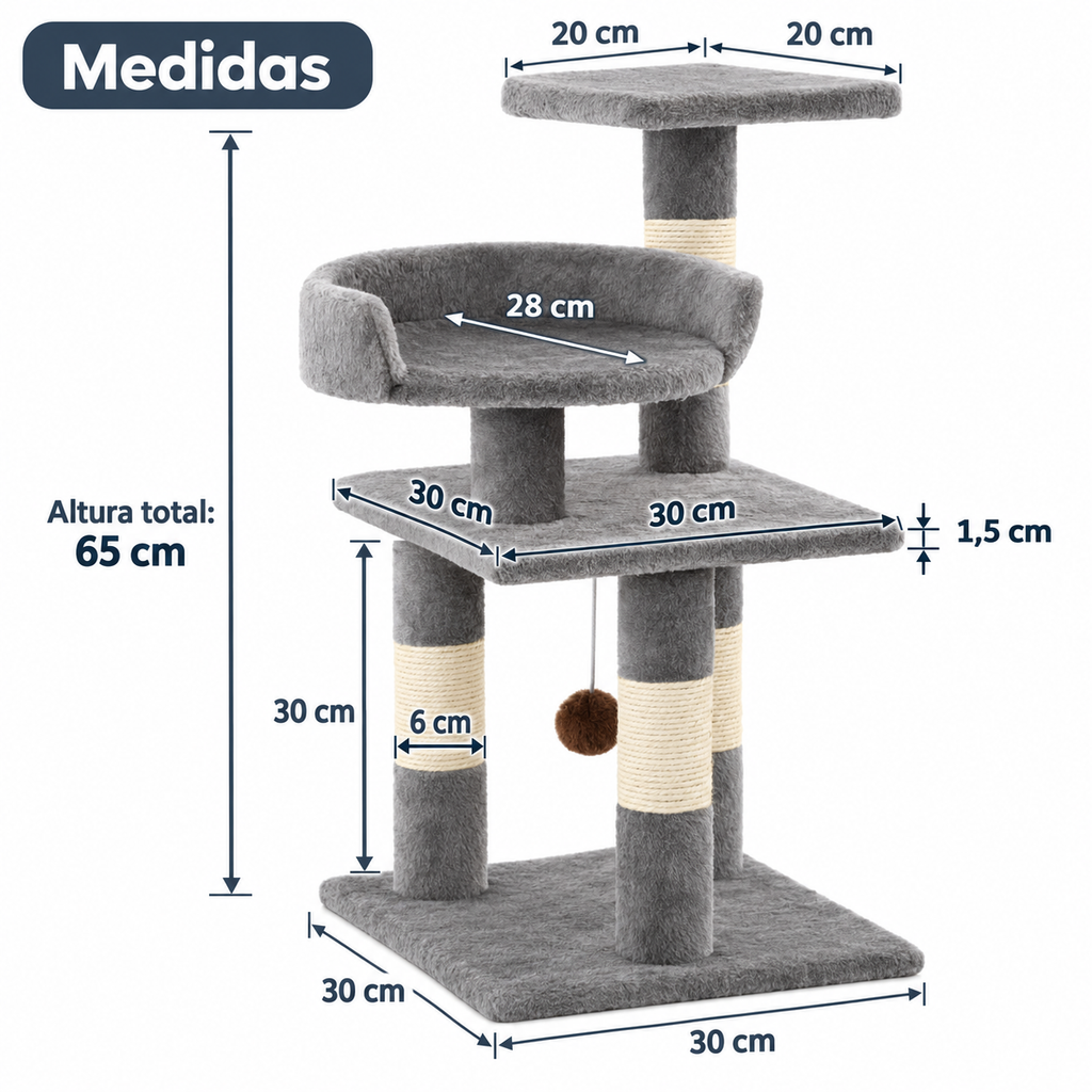 Medidas del rascador de 65 cm
